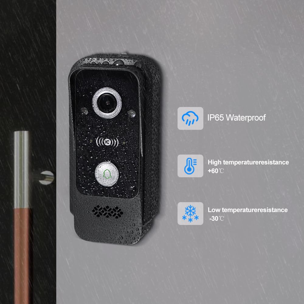 WiFi Sistema Videocitofono a Campanello 1080P HD Videocamera RFID con Monitor da 7 Pollici Touch Screen per la Casa, IR di Visione Notturna, Registrazione, Tuya APP Sblocco