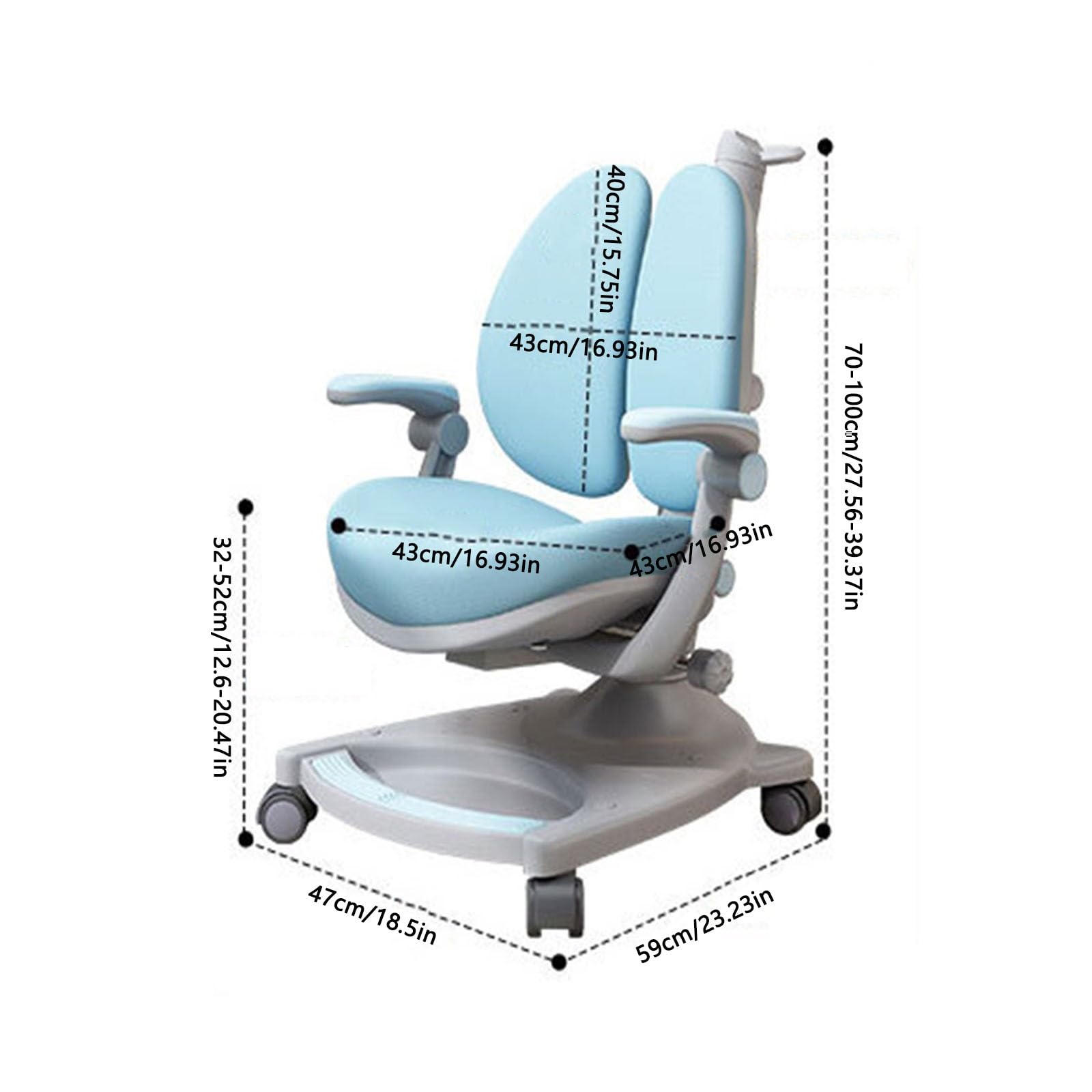 Krzesło biurowe komputerowe- Obrotowe krzesło biurowe dla dzieci z regulowanym oparciem i niskim oparciem, krzesło do nauki dla dzieci z regulacją wysokości, ergonomiczne krzesło biurowe dla dzieci do