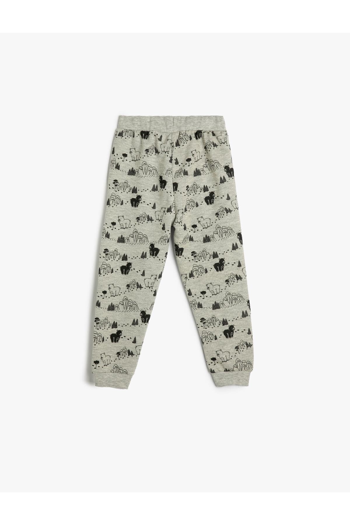 Koton Jogger Sweatpants Teddy Bear Printed Drawstring Brushed Interior Pantalones de chándal para Niños