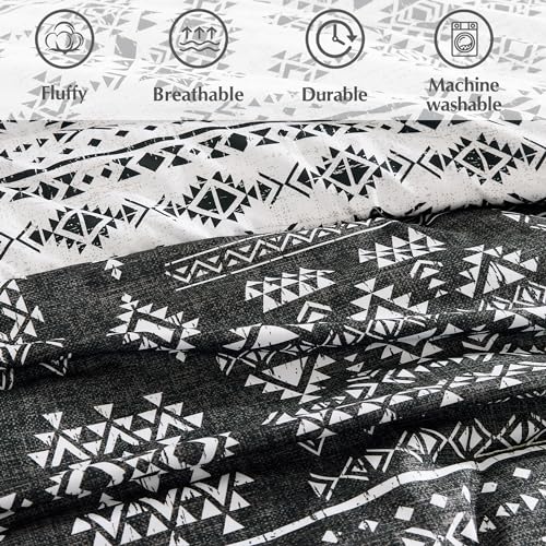 Geniospin Queen Comforter Set - 7 Pieces Reversible Bedding Set, Boho Bed in A Bag, Lightweight Soft Aztec Bedding, All Season Bed Comforter Set with Sheets, Pillowcases & Shams