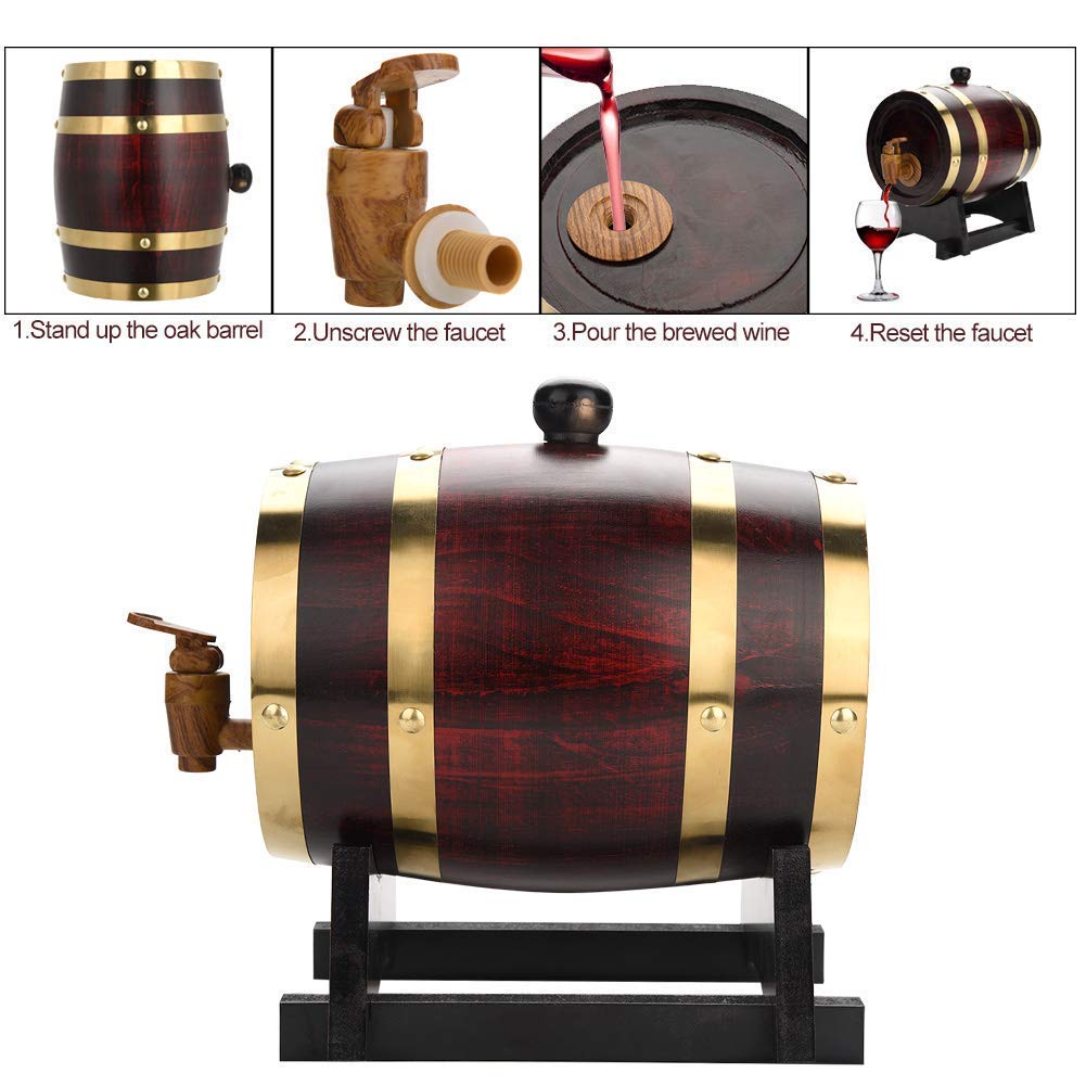 Barril de madera de roble de 10 litros para almacenamiento y envejecimiento de vino y bebidas, con soporte, de la marca Dream Wood