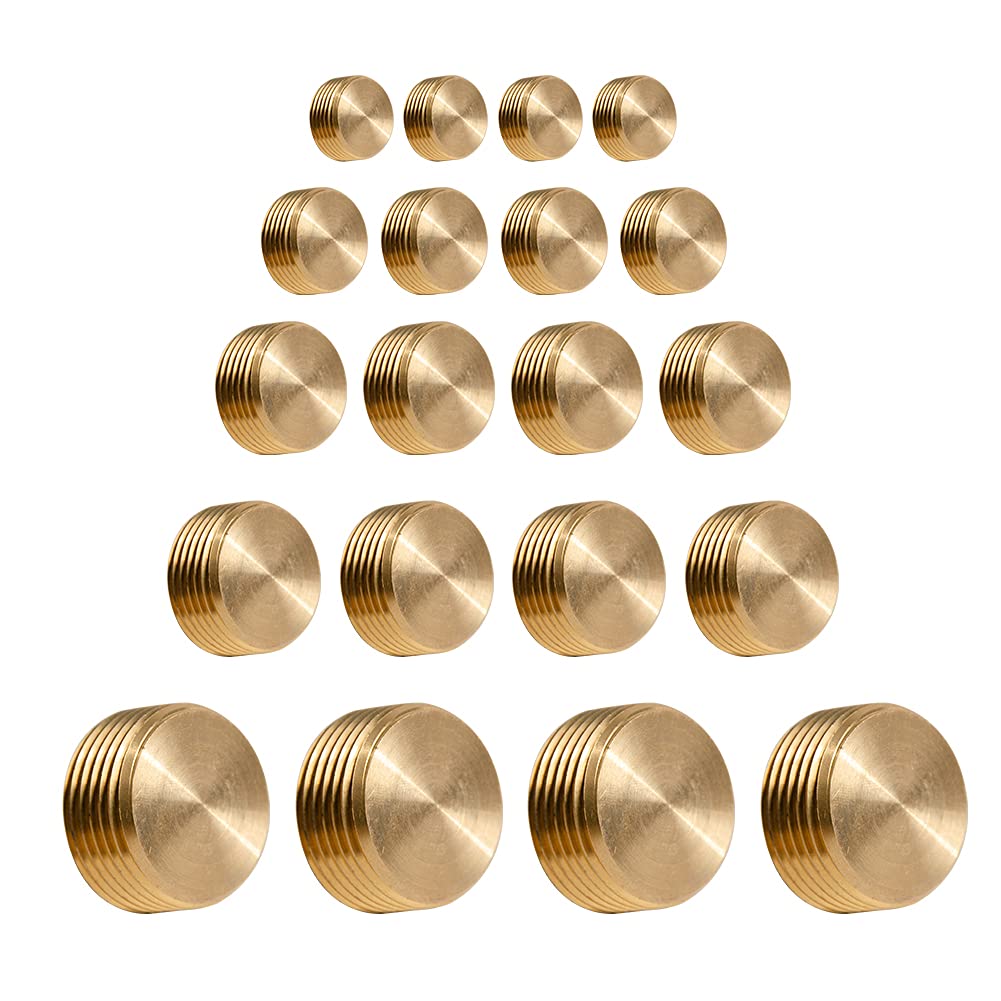 Quickun Lot de 20 raccords en laiton pour tuyaux hexagonaux de 1/8", 1/4", 3/8", 1/2", 3/4", 2,5 cm