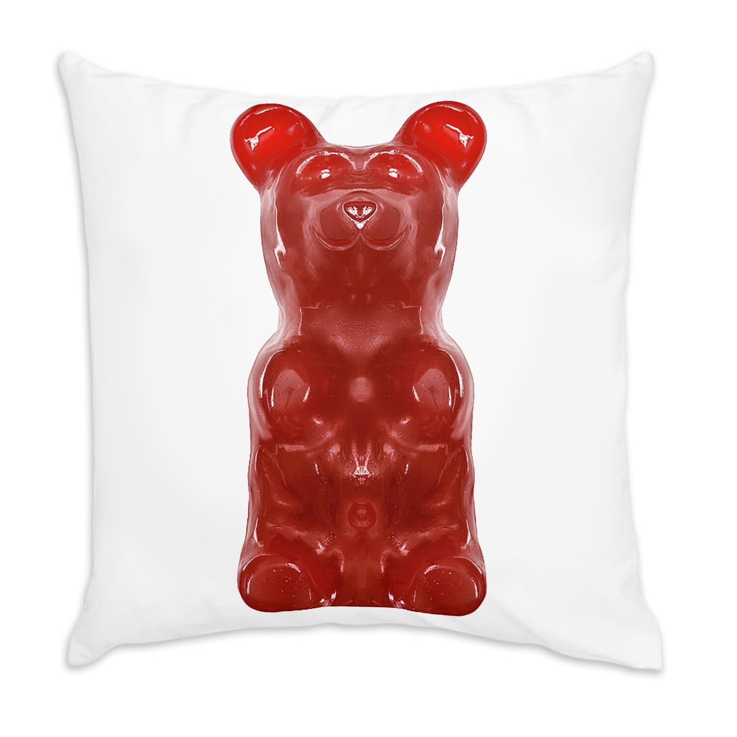 Coussin velours blanc 40x40 lavable motif ours rouge bonbon pour lit enfant