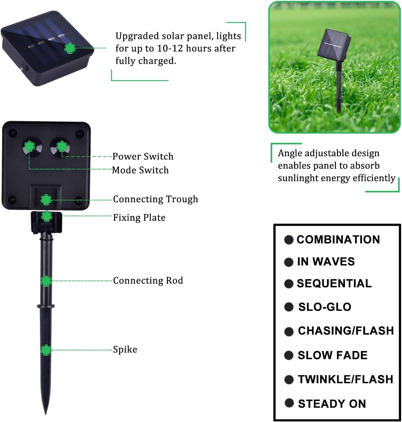 4 Stück solarbetriebene Kupferdraht-Lichterkette für den Außenbereich, insgesamt 400 LEDs, wasserdicht, 8 Modi, Lichterkette für Garten, Terrasse, Party, Hof, Weihnachten (weiß)