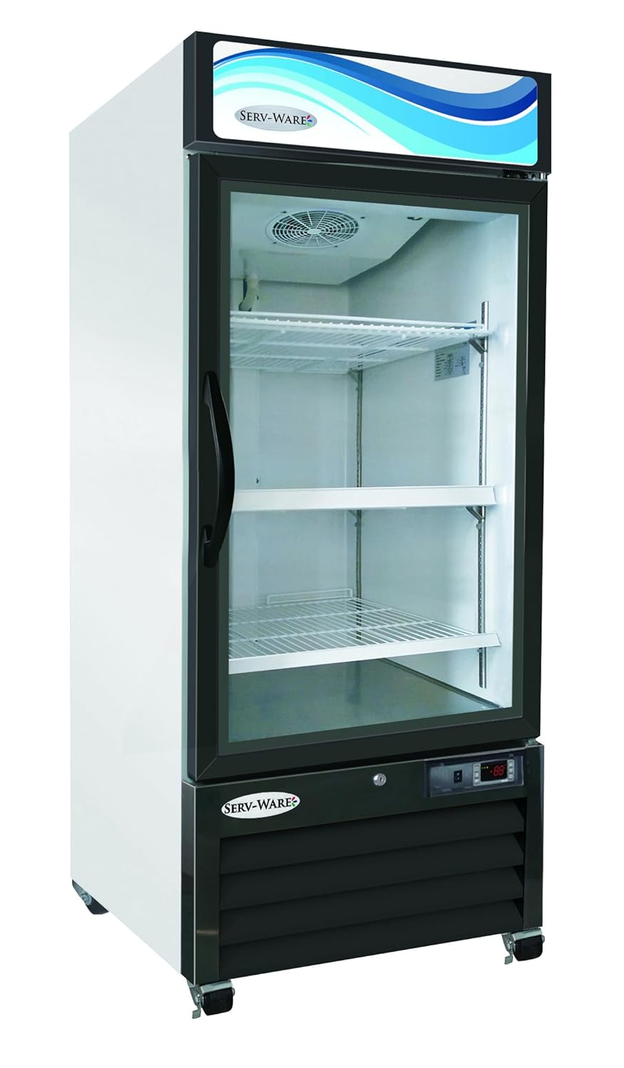 GR12-HC Refrigerated Merchandiser, One-Section Display Refrigerator, Double-Pane Glass Door, LED Lighting, 3 Adjustable Shelves, 12 Cu. Ft., 25" W x 26" D x 61.8" H, White