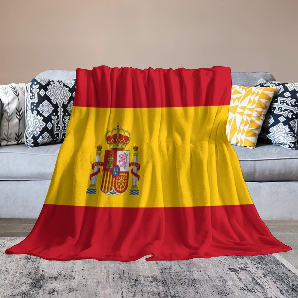 Couverture pelucheuse drapeau Espagne pour soirées cocooning et pique-nique