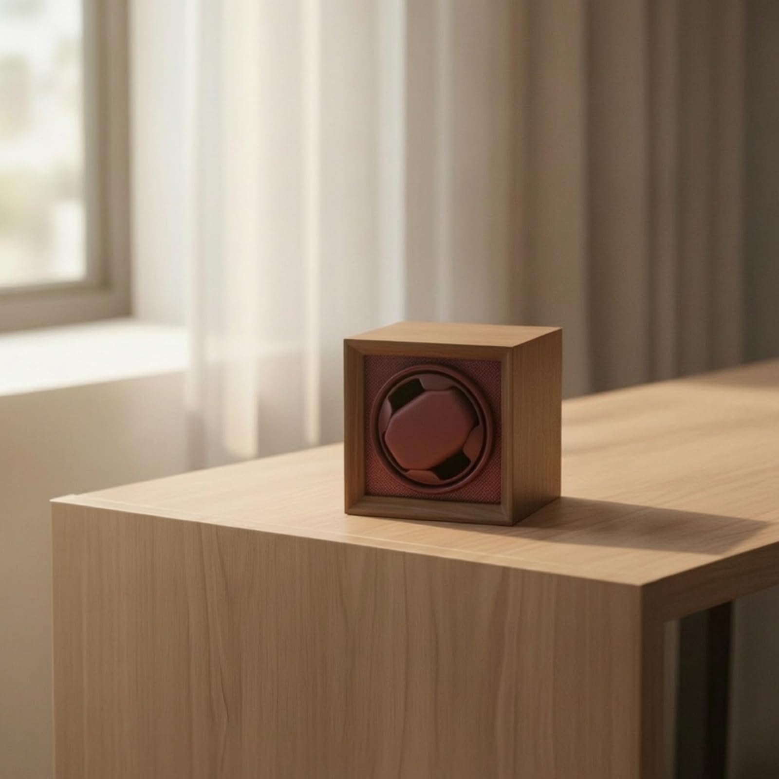 Uhrenbeweger Automatik Uhrenbeweger Uhrenbox Uhrenhalter Rotationsgehäuse mit Holzoptik Und Weichem Kissen, Außen Walnussholz + Innen Schwarz-Grau Gemischt