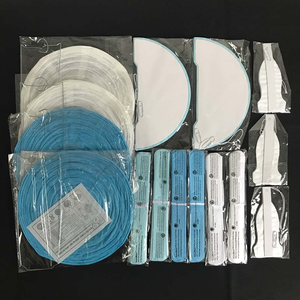 Juego de linternas de papel, Juego de farolillos de papel redondos en azul y blanco for recuerdo de fiesta, decoración for bautizo, bodas, bricolaje, abanico de papel con pompones(Yellow Set,8inch)