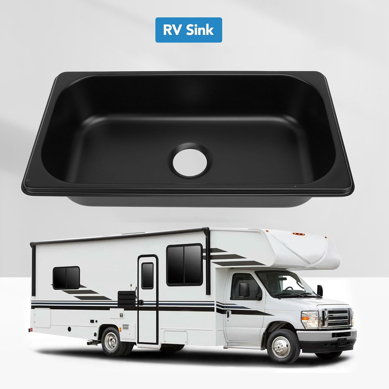 Fockety Drop in Kitchen Sink, 12.8x6.93x2.56inch Rectangle Undermount Bar Sink with 40mm Outlet, Rubber Gasket, Efficient Drainage Stainless Steel Sink Single Bowl for RV Kitchen (Black)