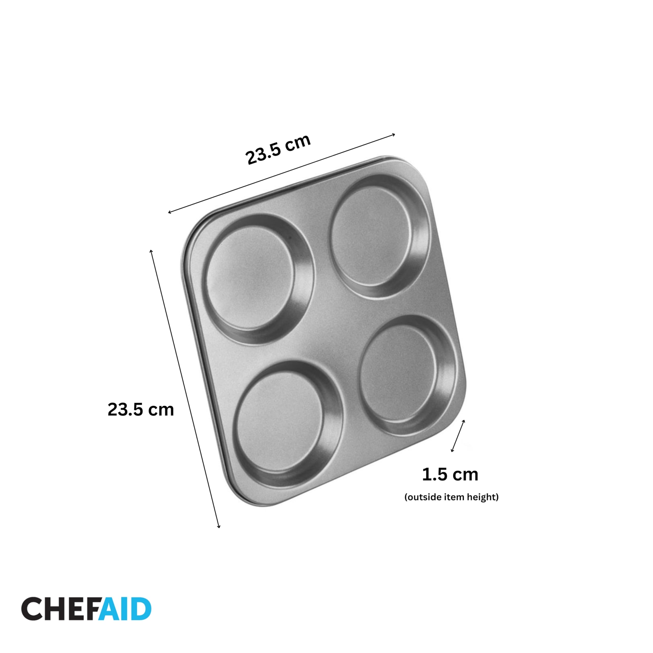 Chef Aid Yorkshire Pudding Pan, Large 4 Cup Non-Stick Tray 23.5 x 23.5 x 1.5 cm, Perfect for Sunday Roasts - Image 2