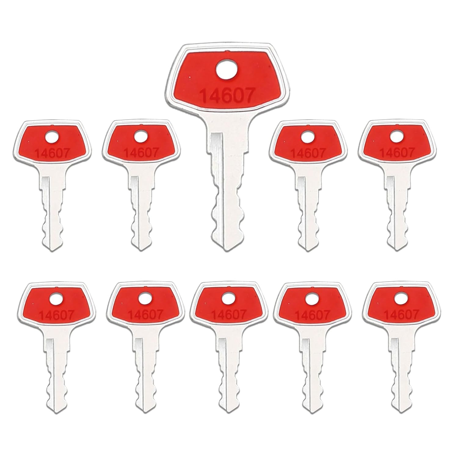 10-Pack Ignition Keys Set: 14603, 14607, 14707, 14657 for JCB, Bomag, Terex, New Holland, Ford & More Heavy Equipment