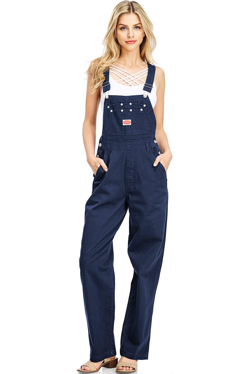 Plus Size Women's Juniors Baggy Straight Leg Twill/Denim Overalls
