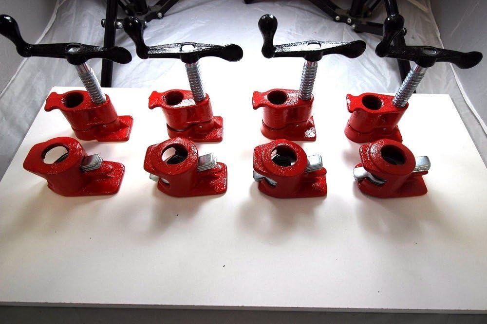 COLIBROX (SET OF 4) 3/4" WOOD GLUING PIPE CLAMP SET HEAVY DUTY PRO WOODWORKING CAST IRON
