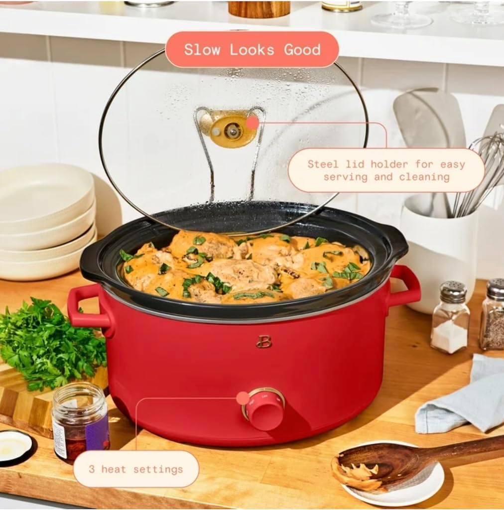 8 Qt Manual Slow Cooker, Red