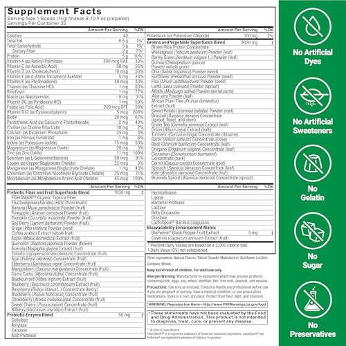 Image of Force Factor Smarter Greens Superfoods Powder, 3-Pack, Supports Digestion and Bloating, Immunity, and Energy, Greens Powder with Probiotics, Digestive Enzymes, Antioxidants, and Fiber, 90 Servings