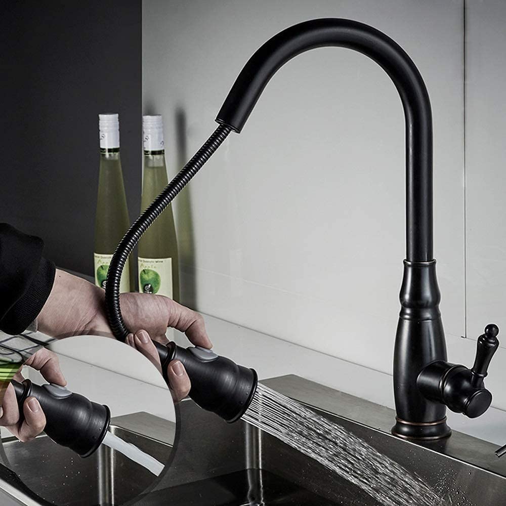 Robinet de cuisine à tirer avec réglage de pression et douchette