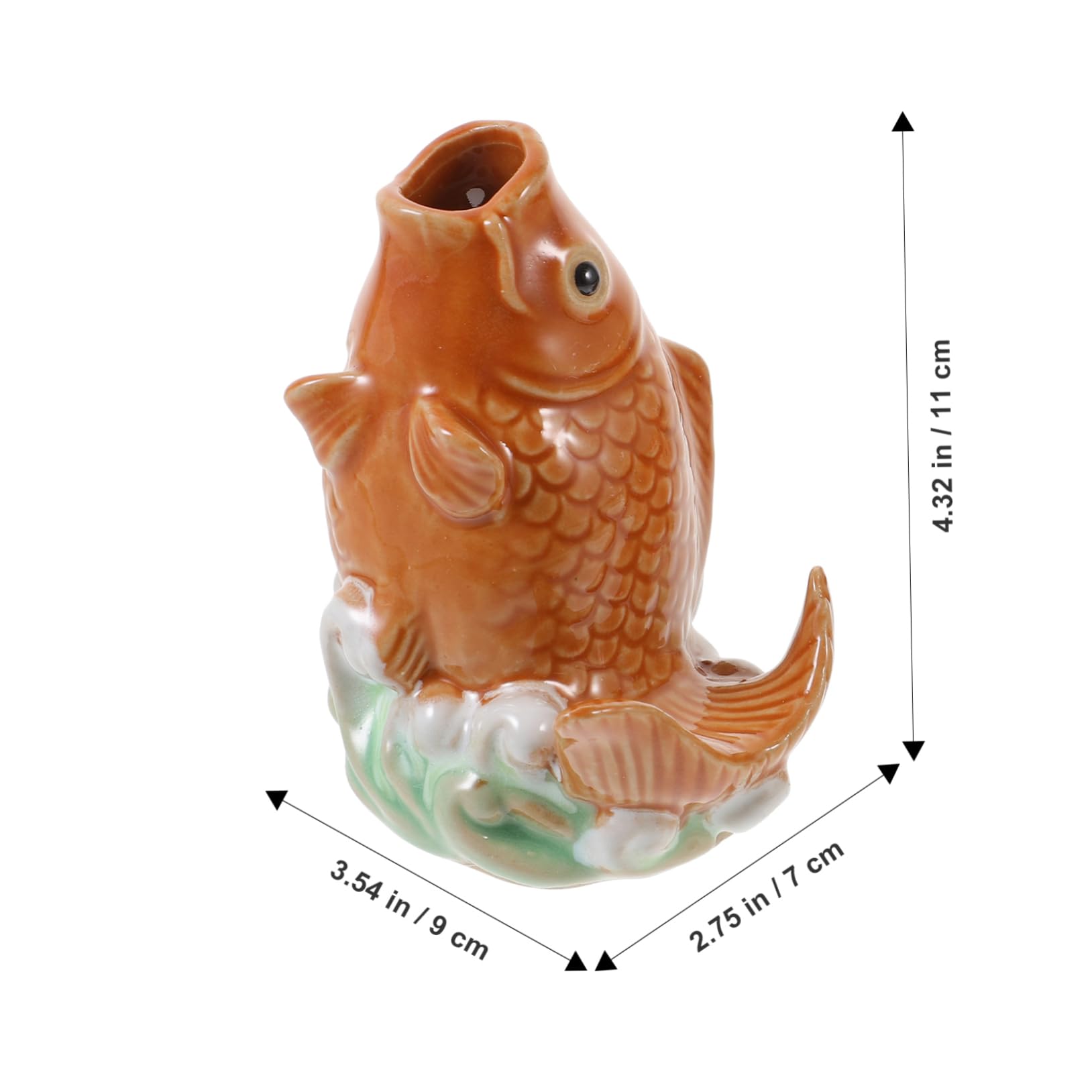 Toddmomy 2pezzi Statua Di Carpa Da Giardino in Ceramica Decorazione Per Cortile Prato Scultura Retrò Ornamentazione Esterna