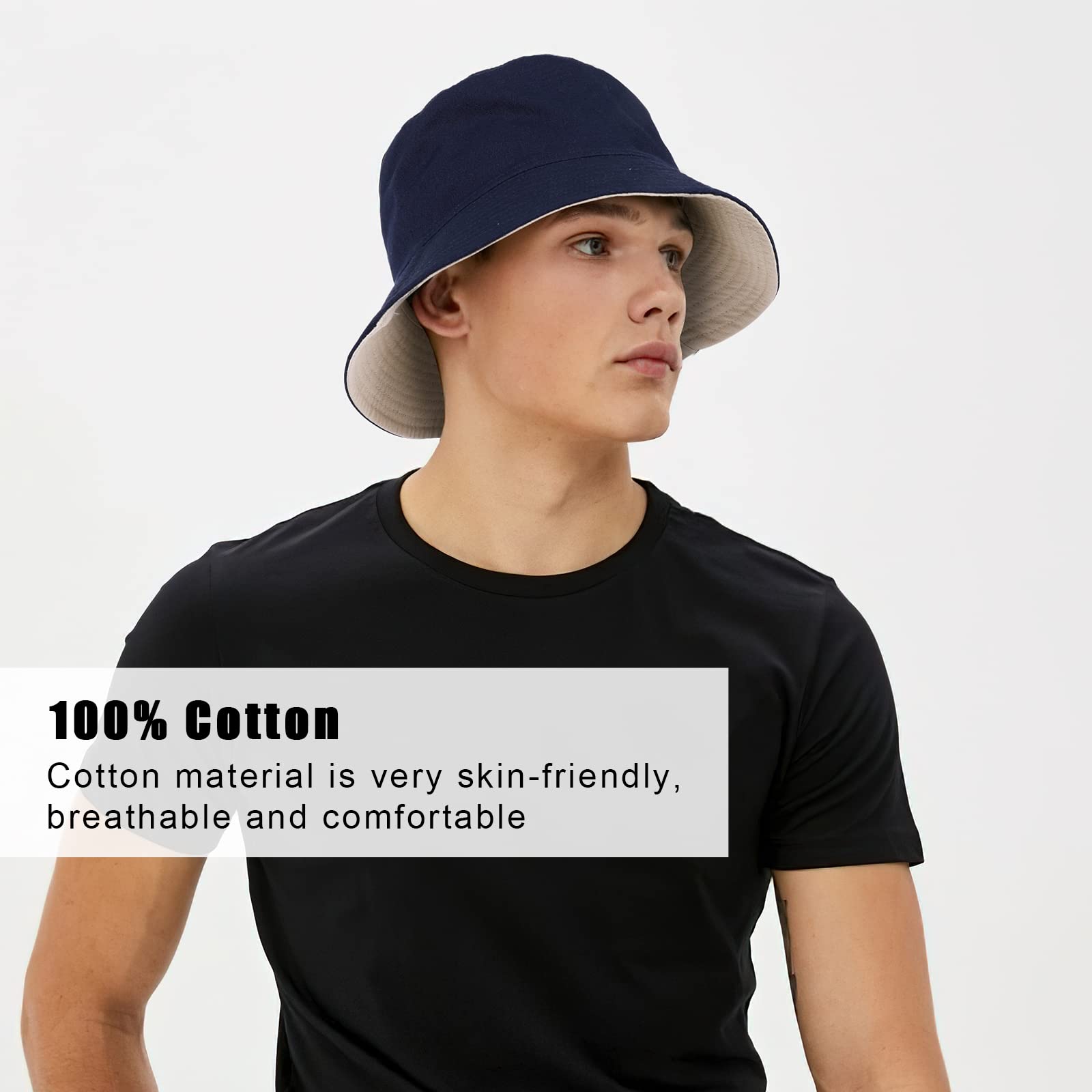 TAGVO Cabezas Grandes Gorro Pescador Reversibles Sombreros Cubo XXL Plegables Senderismo Camping Sombrero Algodón Sombreros Sol de Plegables para Hombres Mujeres