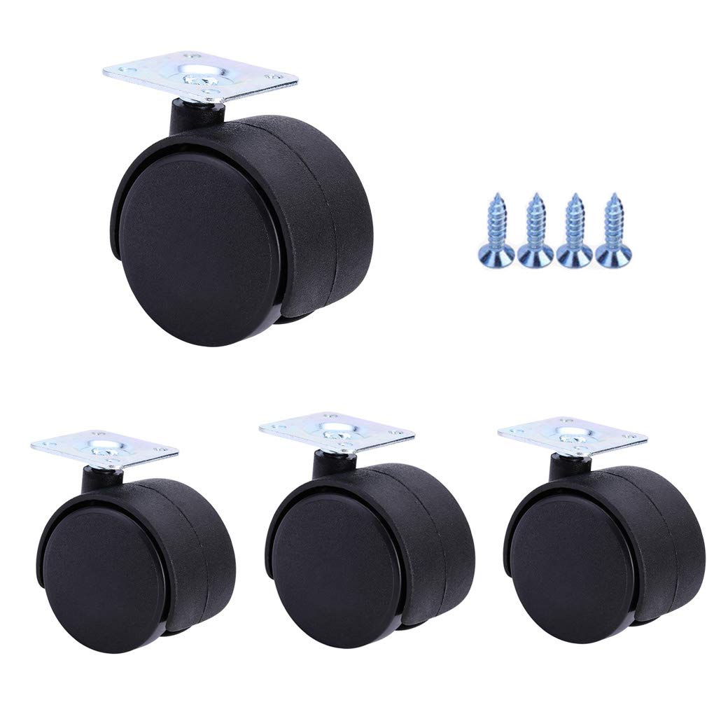 Ruote girevoli in nylon da 1,5"/2" - Ruote girevoli a doppia ruota - 4 pezzi con viti e cacciavite(1.5in No Brake No Brake)
