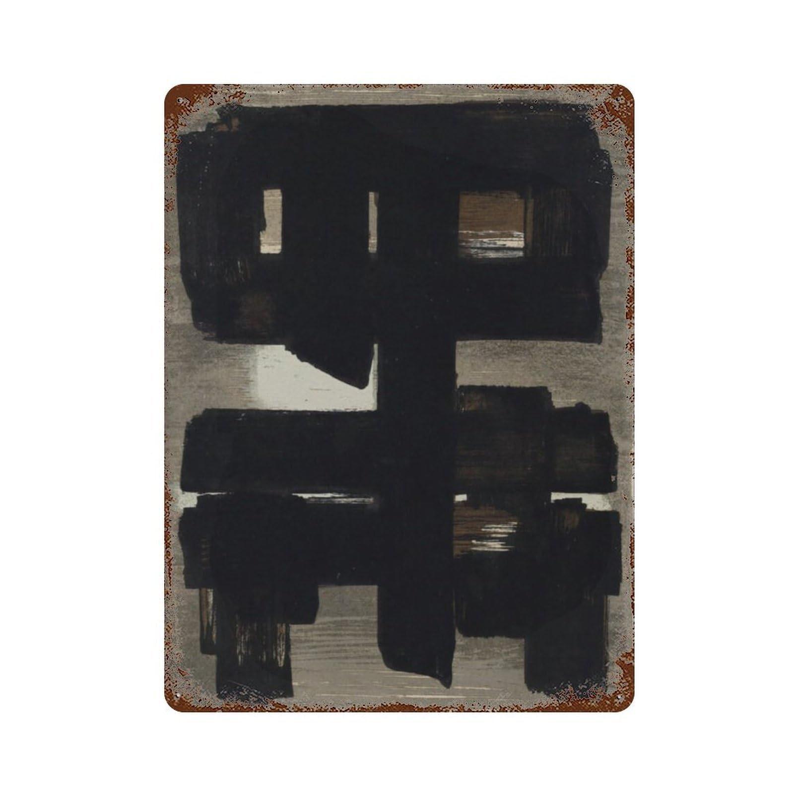 xiaoxiaoshen Soulages Abstract Exhibition Wall Decor Art Metal Tin Poster Modern Home Decor Art Home Bar Shop Decorations Vintage Sign 40x30cm