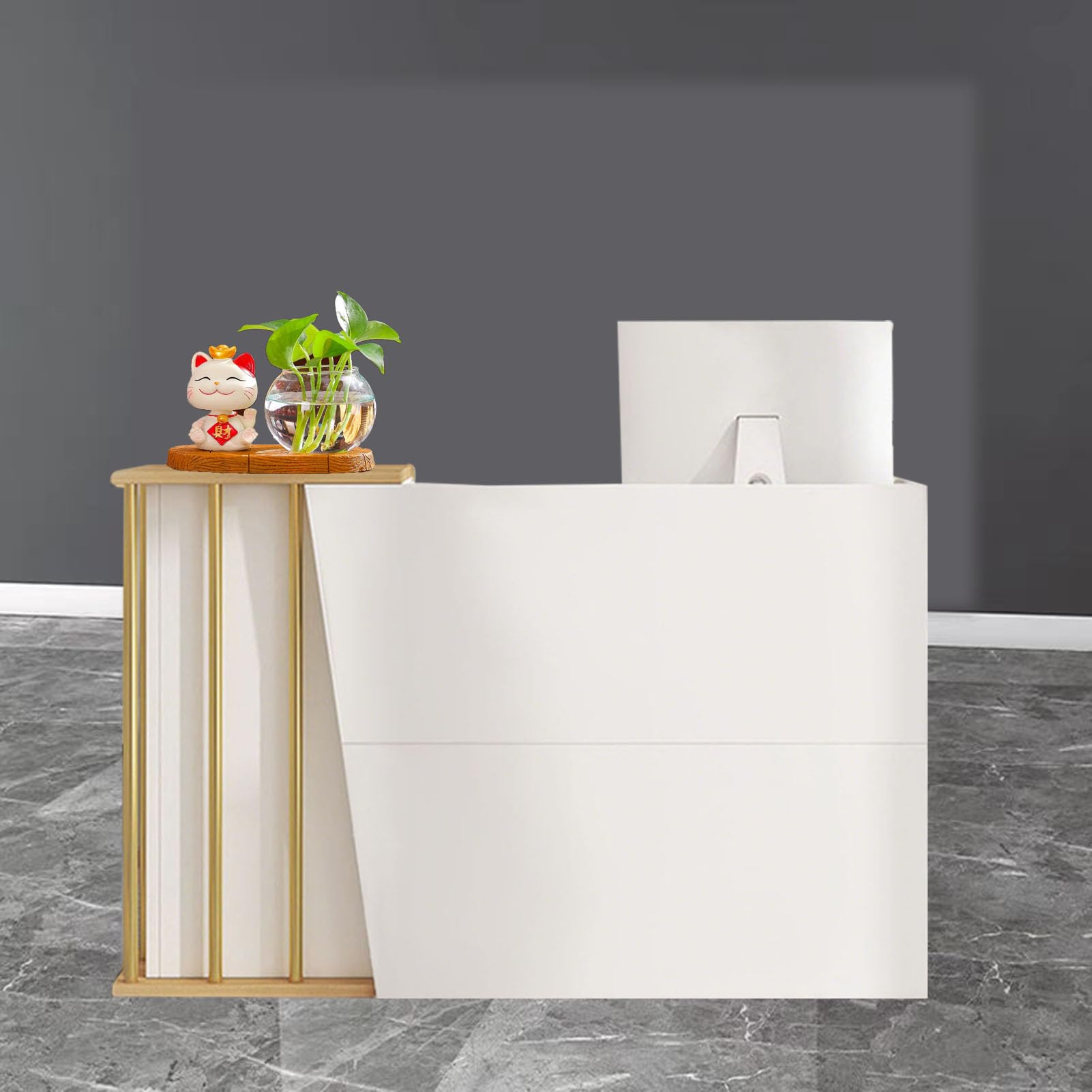 Bancone Reception per Centro Estetico – Banco Cassa Professionale con Cassetto, Desk Reception per Ufficio e Negozio, Ideale per Negozi di Abbigliamento, Pasticcerie B 100cm