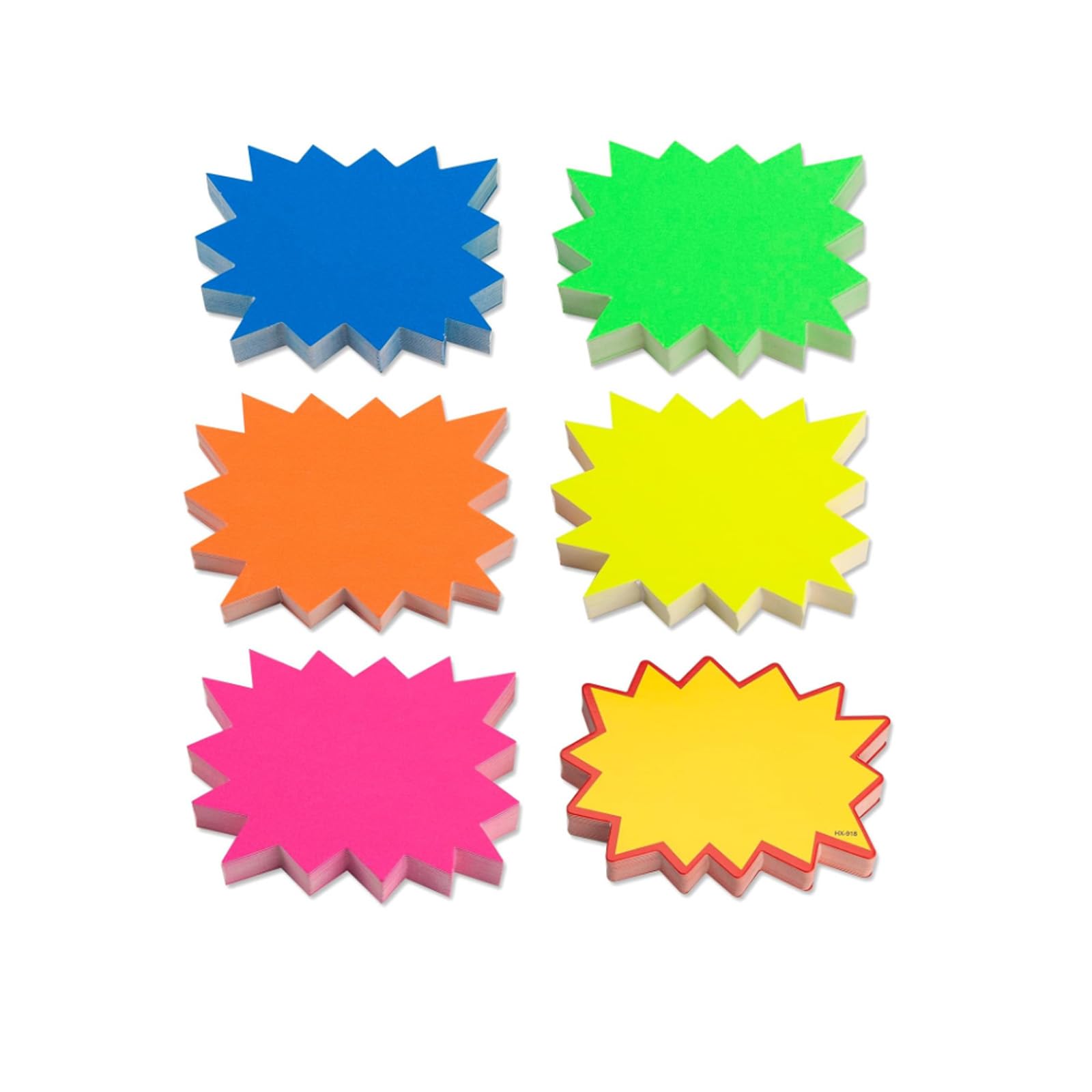 Lot de 300 panneaux fluorescents Starburst - Étiquettes de prix attrayantes pour les magasins de détail, les ventes de garage, les prix de magasin durables, 6 couleurs, 9 x 7 cm
