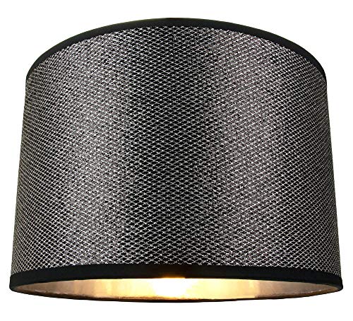 Pantalla de lámpara negra moderna con brillo de lentejuelas y decoración plateada...