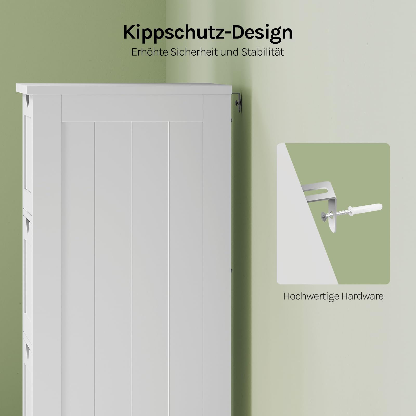 WOLTU Badezimmerschrank, Badschrank Schmal Klein, Beistellschrank mit 4 Schubladen, 30 x 30 x 82 cm, für Badezimmer, Wohnzimmer, Schlafzimmer, Esszimmer, Küche, Modern, Weiß BZS07ws