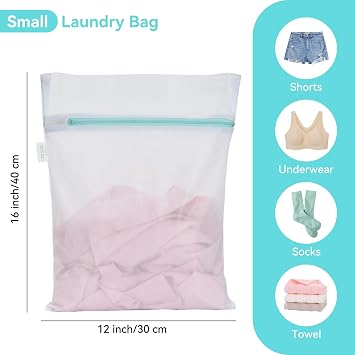 OTraki Mesh Laundry Bag for Delicates 12x16 inch Small Laundry Wash Bags for Washing Machine with Reinforced Zipper for Delicates Bra Socks Underwear, Don't Drying, Melting 140-176F White