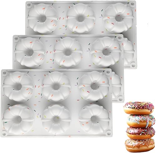 Miniatura 6 de 3PCS Silicone Jello Molds 6-Cavity Nonstick Silicone Molds for Baking Donuts Cake Brownies Mousse