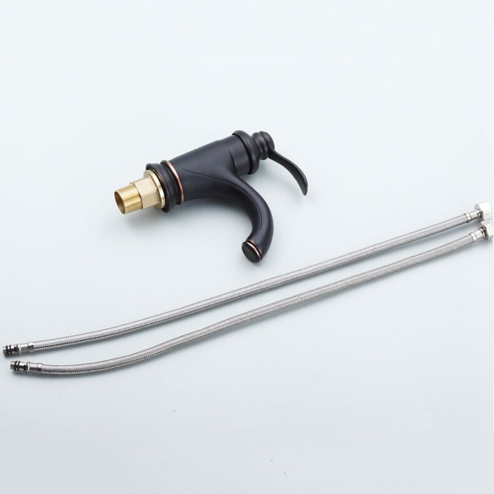 Miscelatore Alto Monoforo per Lavabo in Stile Industriale - Oro Satinato - Zandra