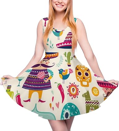 MOMOLOA Women'S Dress Mexican Culture 