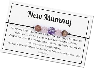 سوار كريستال للنساء والرجال من رونجليري سوار خرز كريستالي حجر الجمشت 7 اساور شاكرا خرز كريستال حقيقي، مجوهرات معها بطاقة تعريفية, بدون أحجار كريمة