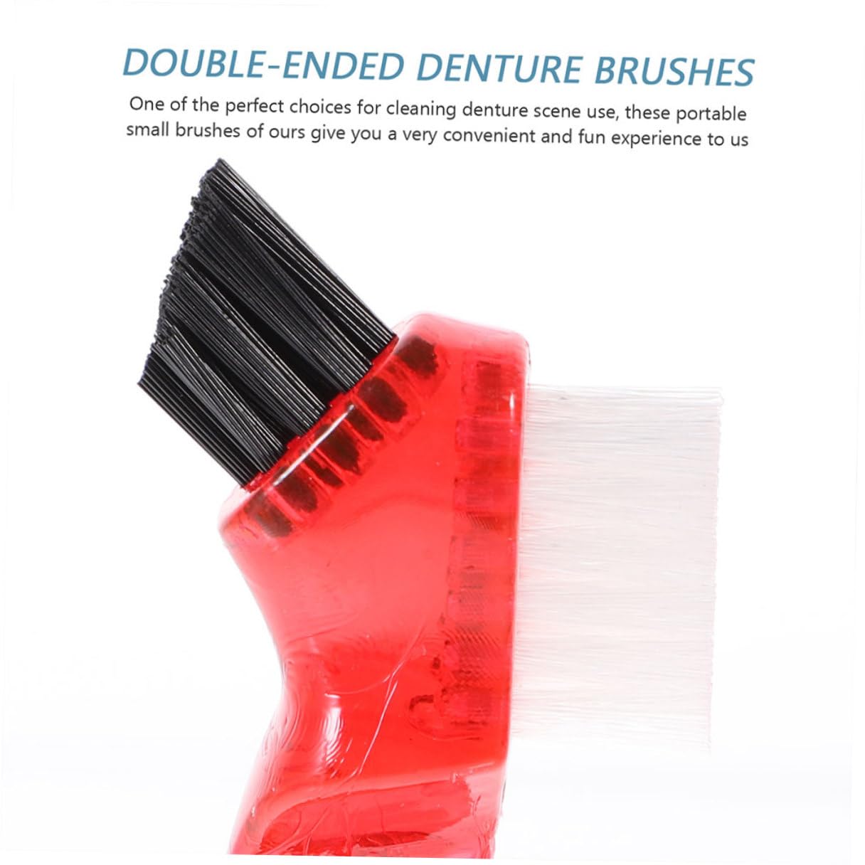 Set 3 Pezzi Spazzolino per Dentiera Piccolo Multifunzionale a Doppia Testa Pulizia Protesi Portatile per Uso Domestico Ergonomico per Igiene Orale Quotidiana