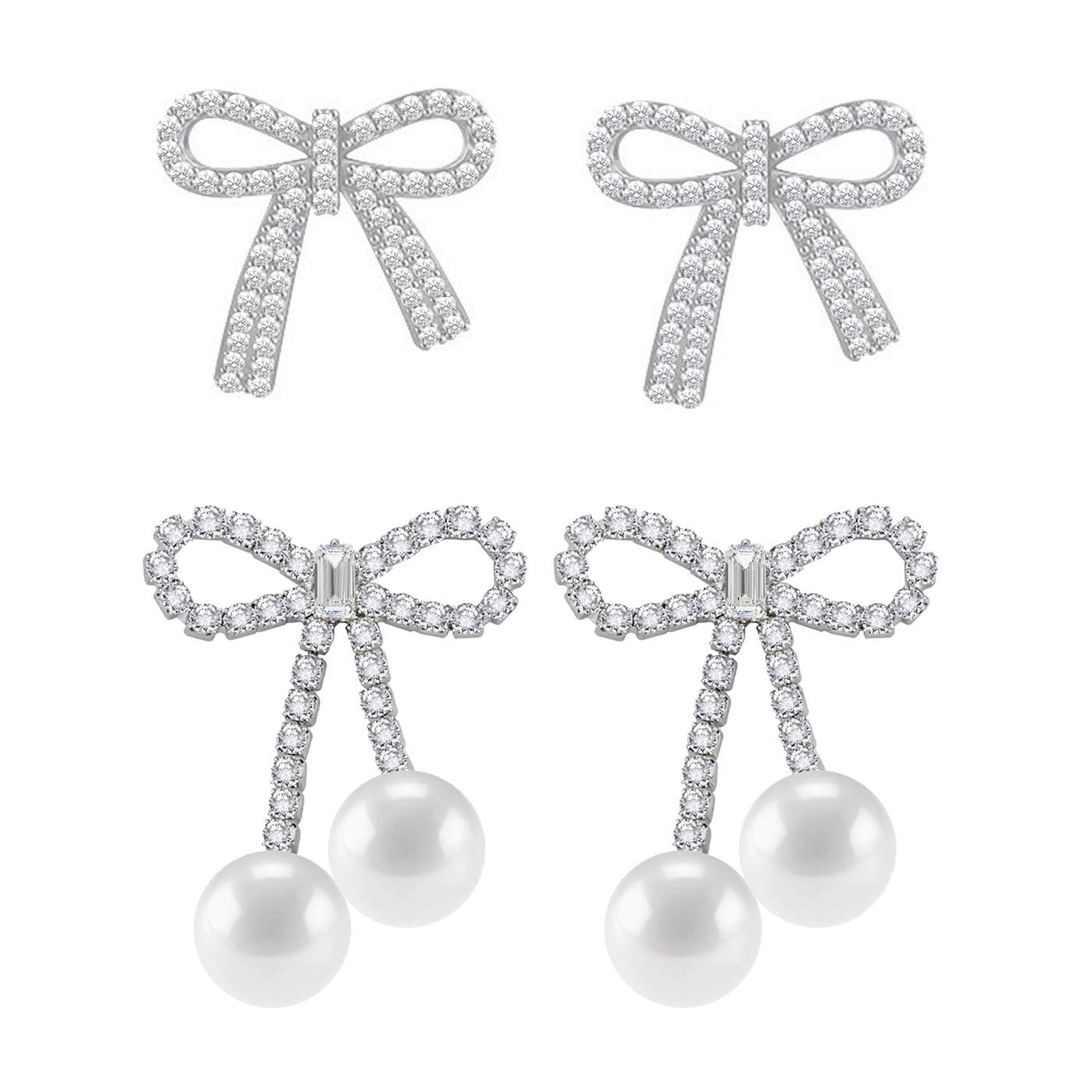 Gold Bow Earrings Pink Small Classic Bow Stud Earrings for Women Dainty Pearl Bow Dangle Earrings Hypoallergenic Gold Earrings Christmas Bow Earring for Women