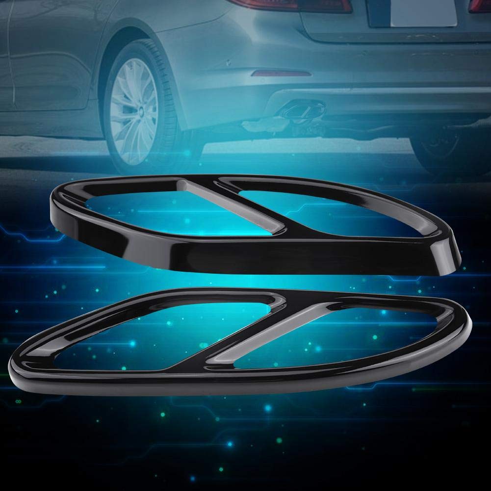 Delaman Cache-Tuyau d'échappement Garnitures Argent pour Mercedes-Benz GLC Classe E C207 Coupé 14-17 1 Paire (Couleur : Black)
