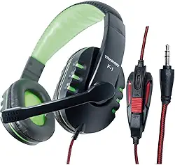 Fone de Ouvido com Microfone Headset Gamer Pc com Volume, Flex, F-1, Preto/Vermelho