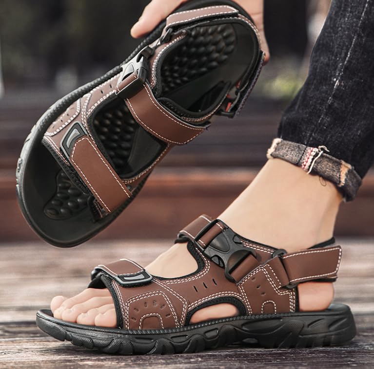 Men'S Open Buckle Sandals, Comfortable Non-Slip Outdoor Hiking, Soakable Material, Wear-Resistant, Durable.4