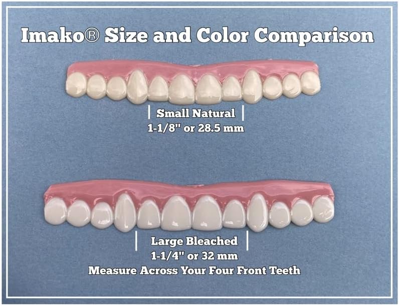 Imako Cosmetic Teeth 1 Pack. (Small, Bleached) Uppers Only- Arrives Flat. Fit at Home Do it Yourself Smile Makeover!