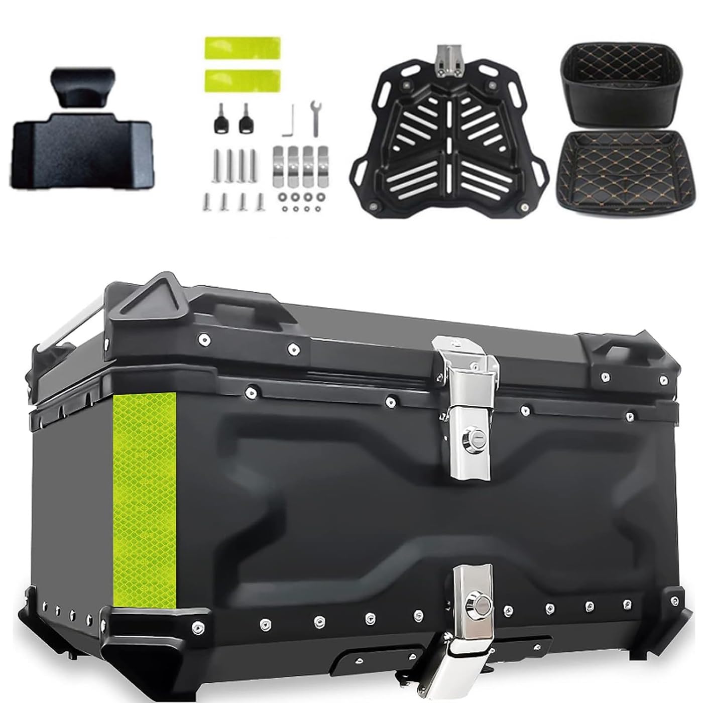 Scooter Storage Boxes, Motorcycle Top Box Tail Case with Security Lock Aluminum for for Storage Helmet Luggage(White,36L)