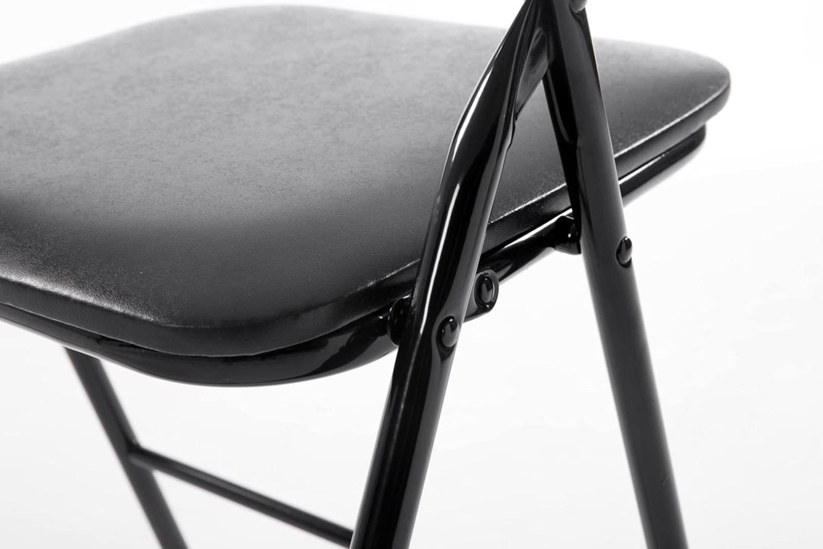 CLP 2er Set Klappstuhl Felix Gepolstert I Küchenstuhl Mit Metallgestell I Kunstleder PVC Sitz Gepolstert I Stühle Klappbar I Campingstühle, Farbe:schwarz/schwarz
