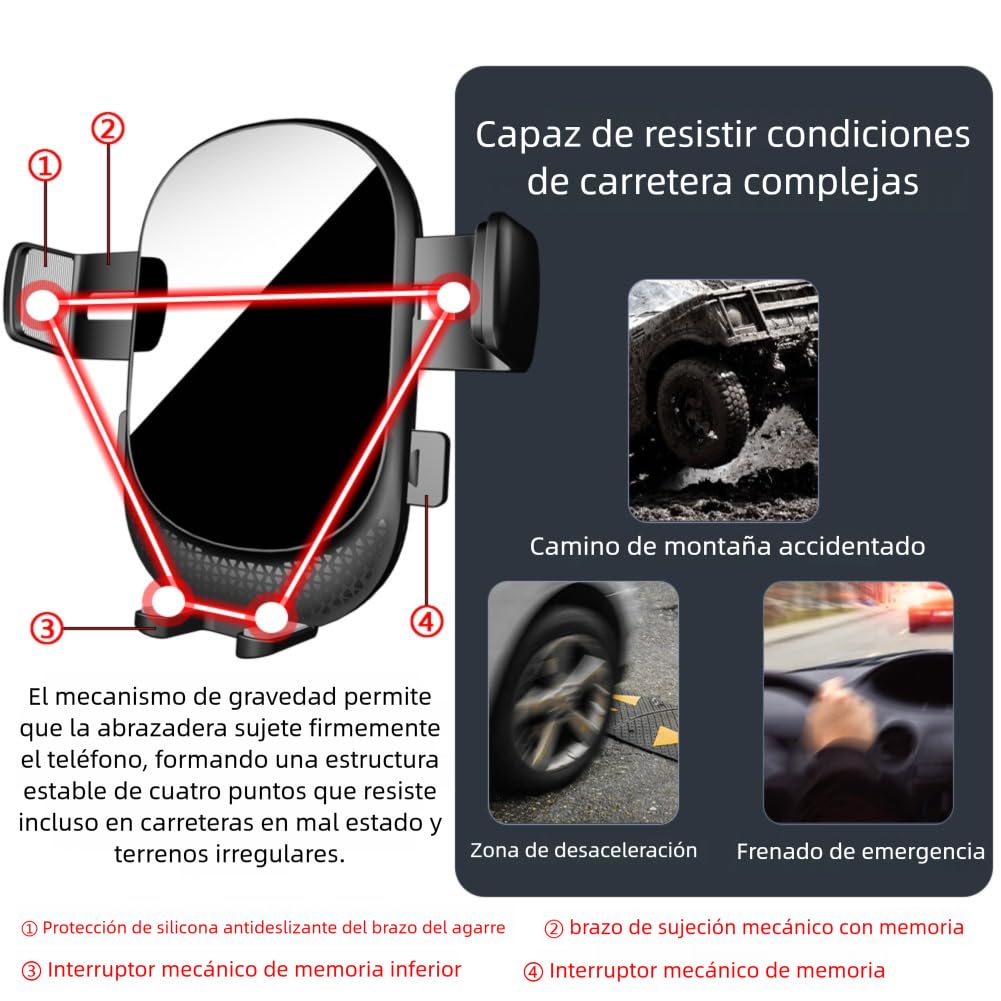 Soporte Movil Coche para Volkswagen ID.7 Accesorios [Solo Compatible con VW ID7, años 2023-2025] Rotativo 360°、Operación con una Mano、Fácil de Instalar