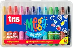 Giz De Cera Gizao Tris Retratil 12Cores Com Cheiro Estojo - 91709