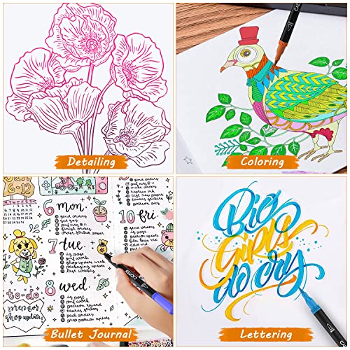 Markers For Adult Coloring - Caditex 100 Colors Dual Brush Pens Fine Tip Markers Set For Artist Drawing #TOP4