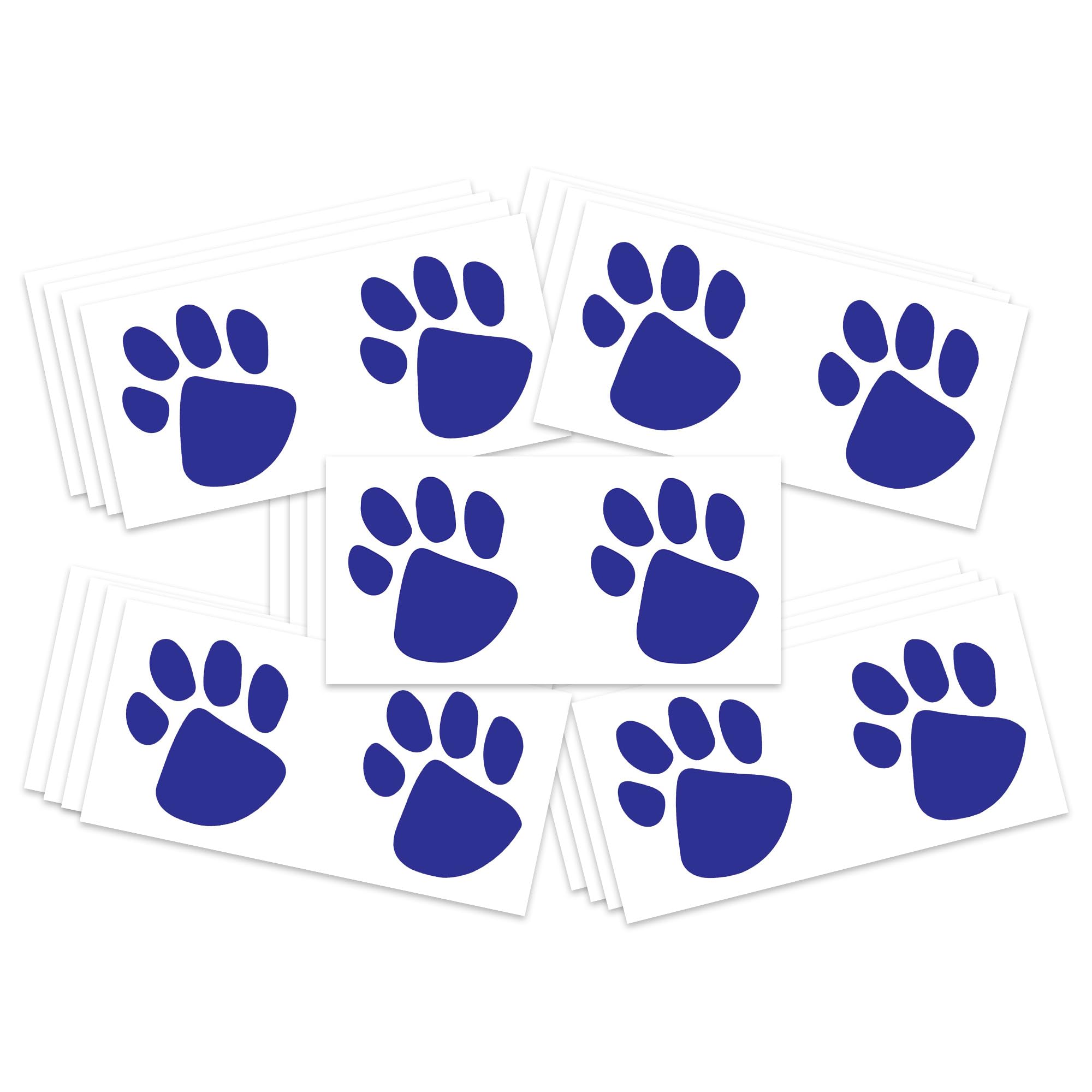 Paw Print Temporary Tattoos / 20 Double Paw Prints/Great for School & Team Spirit/Skin Safe/Removable (Blue)