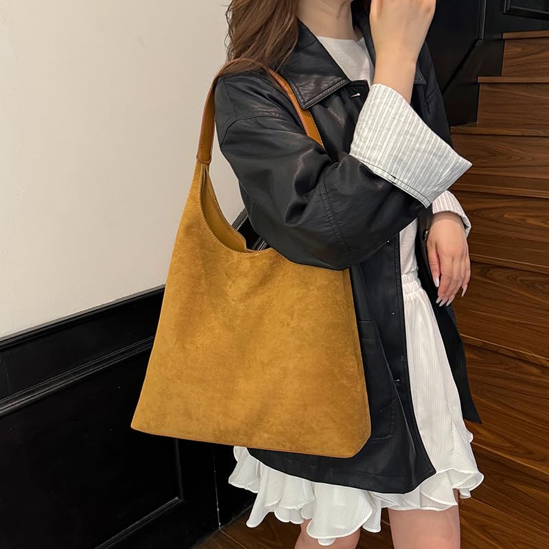 Suede Purses for Women 2025 – Large Capacity Retro Suede Hobo Slouchy Tote with Soft Leather Feel, Versatile for Work4
