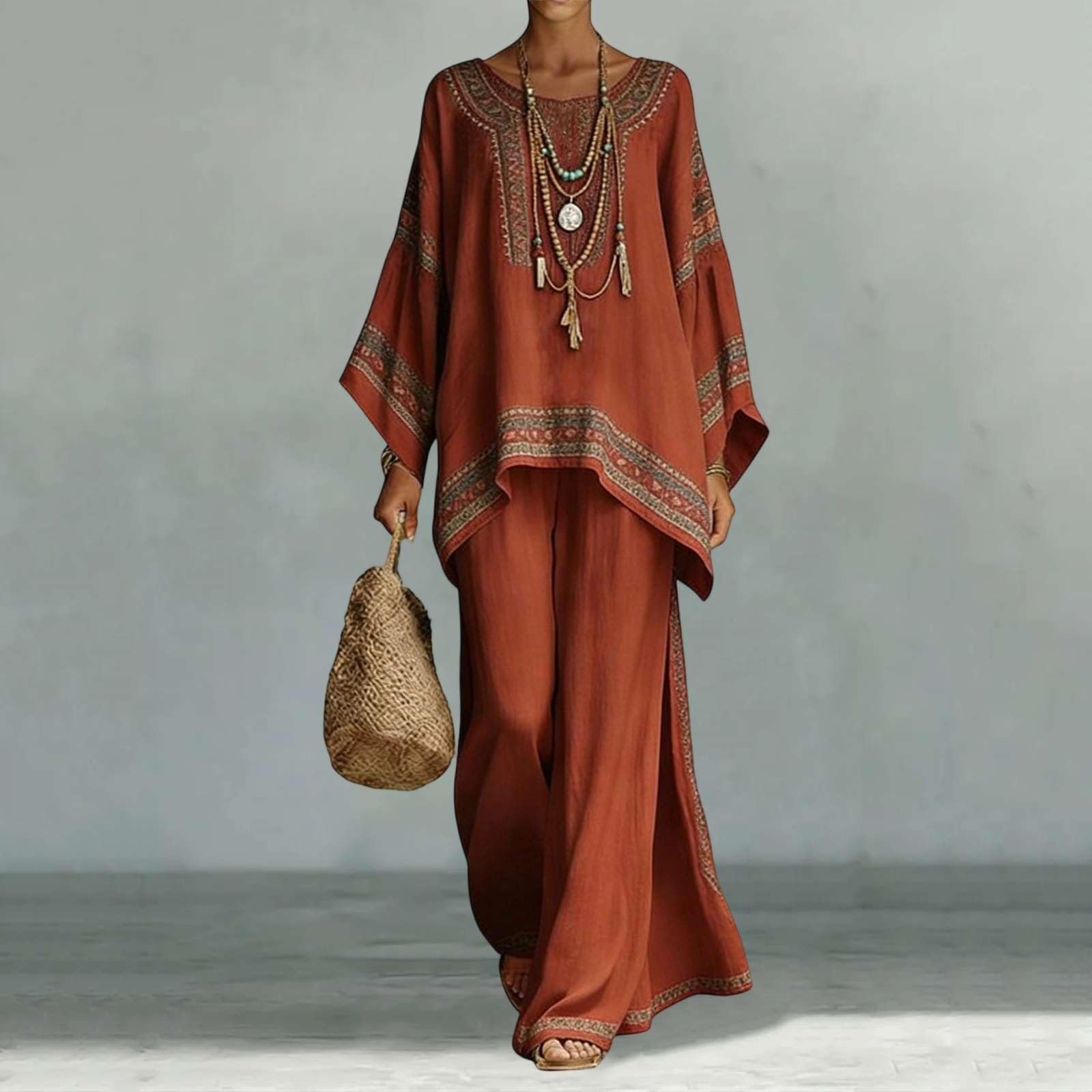 Conjunto Lino Dos Piezas Mujer Verano Vestir Elegante Chandal Mangas Largas Boho Camiseta y Pantalons 2 Piezas Top Talla Grande Ropa Deportiva Cintura Alta Casa Vacaciones Playa Moda 2026