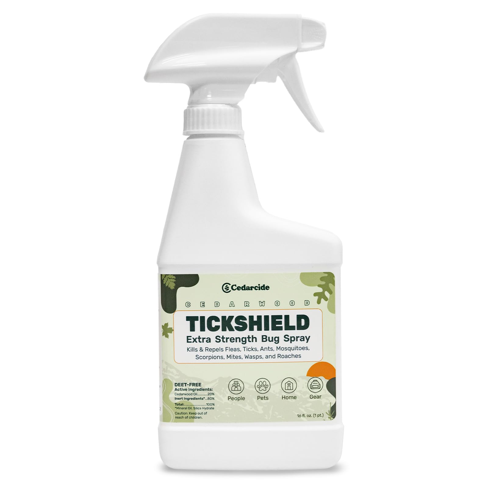 Tickshield Extra-Strength Bug Spray | Our Original Formula with an Extra Kick | for People, Gear, & Animals Over 20 Lbs (Pint)