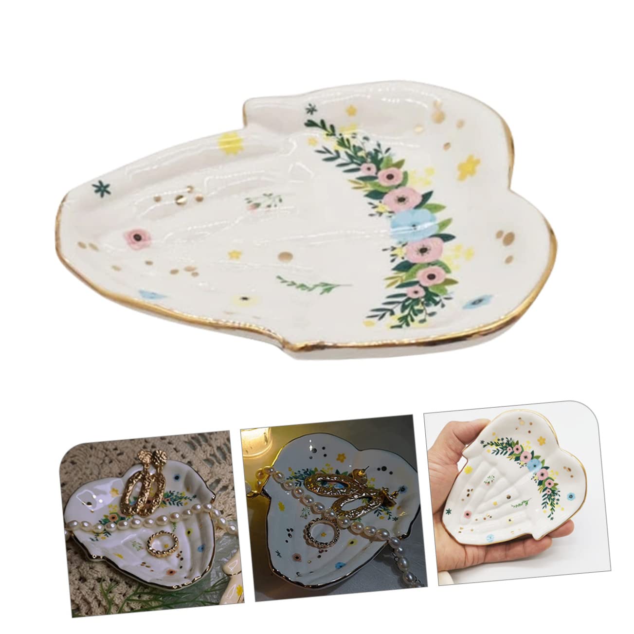 Palmowa taca na biżuterię Kształt dłoni Kolczyk Talerz Mydelniczka Naszyjnik w kształcie serca Taca na ozdoby Ozdoba Stojak/197/191(White)