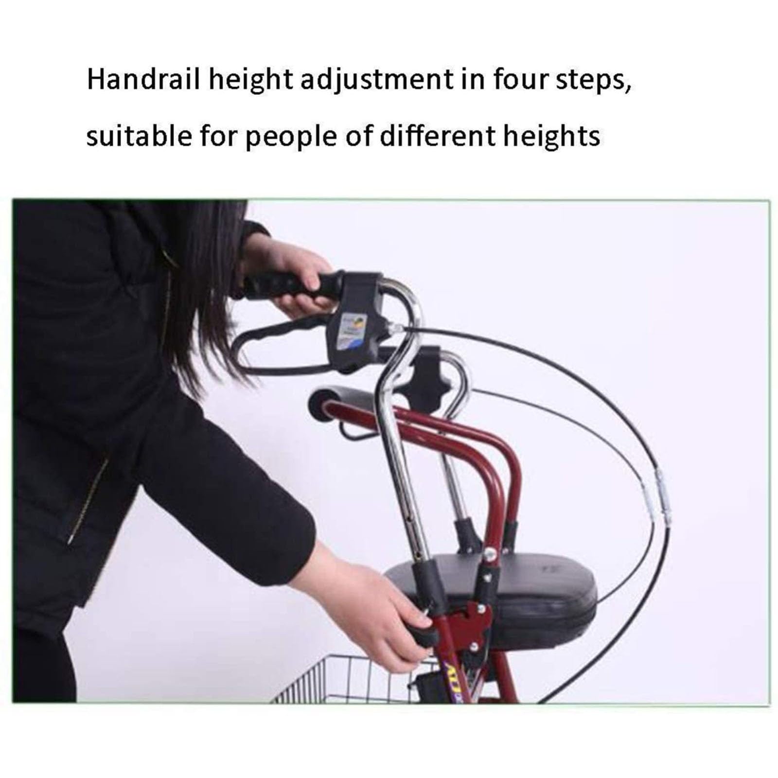 Rollator Walker, Rollator De 4 Ruedas, con Asiento, Andador para Minusválidos, Mayores, Adultos O Ancianos, Ayuda para Caminar, Aluminio, Ligero, Plegable